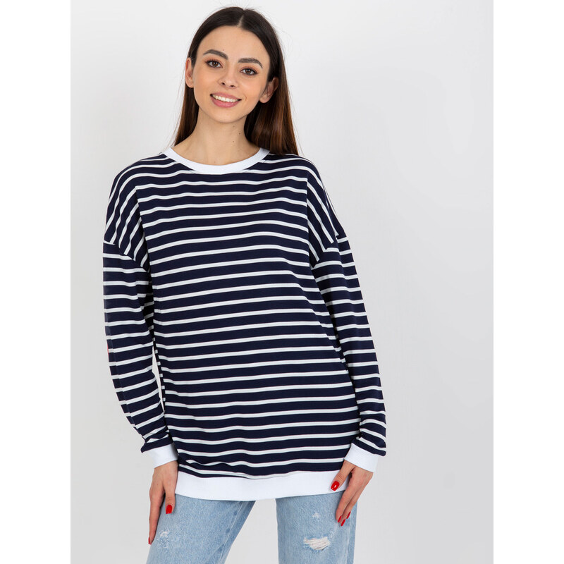 RUE PARIS Bielo-tmavomodrá pruhovaná mikina -LO-BL-LK-236.27X-white 57951416