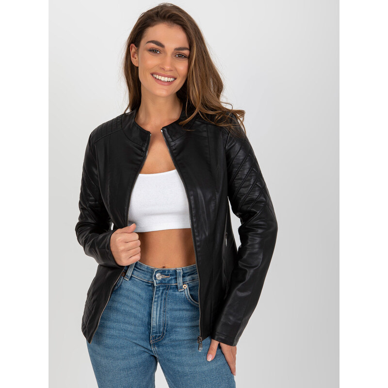 BASIC Čierna dámska koženková bunda MBM-KR-AT-011M.81P-black 42639316