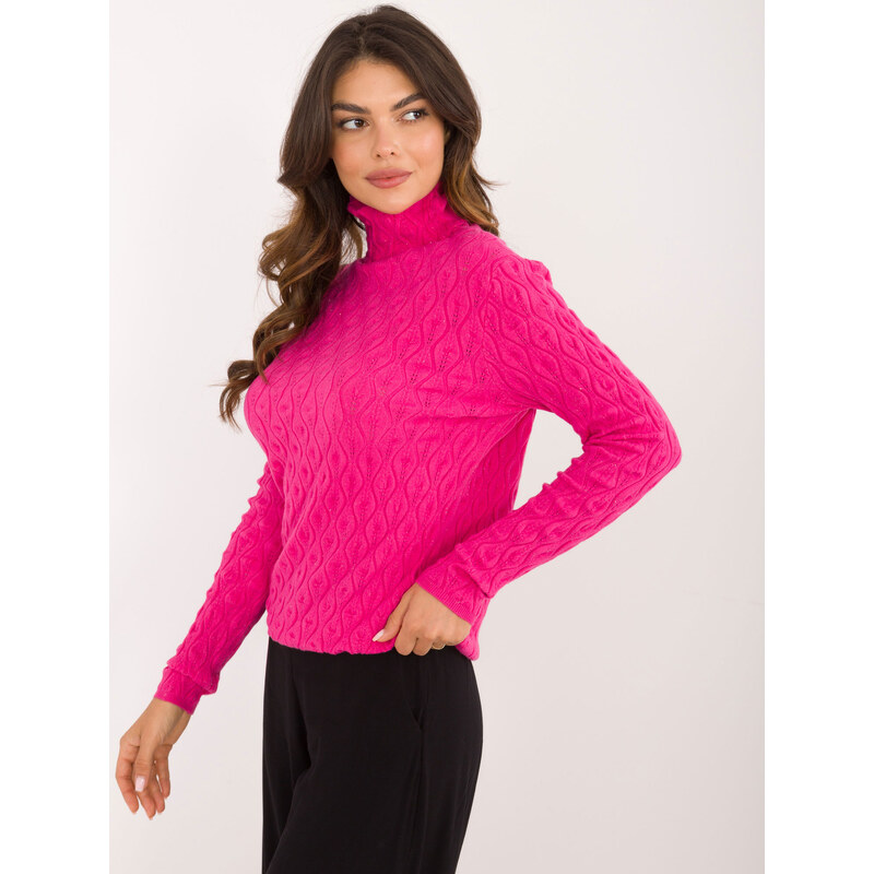 ITALY MODA Tmavoružový dámsky rolák AT-SW-2334-2.61-dark pink 57956256