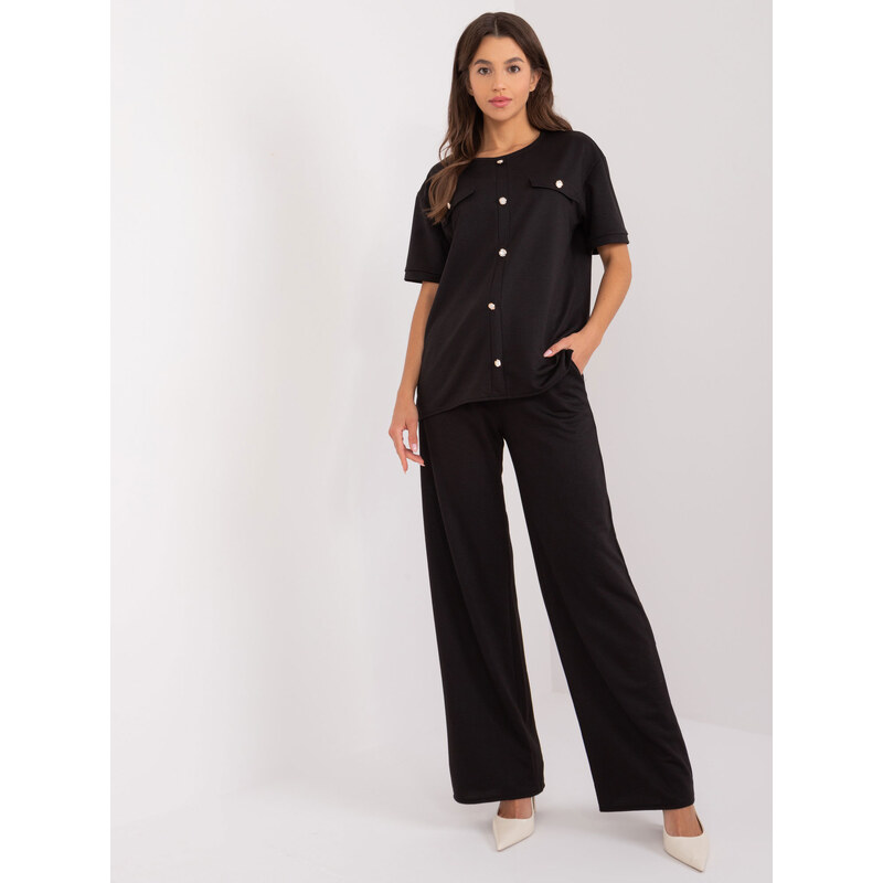 BASIC Čierna elegantná súprava blúzky a nohavíc -LK-KMPL-509679.01X 52673396