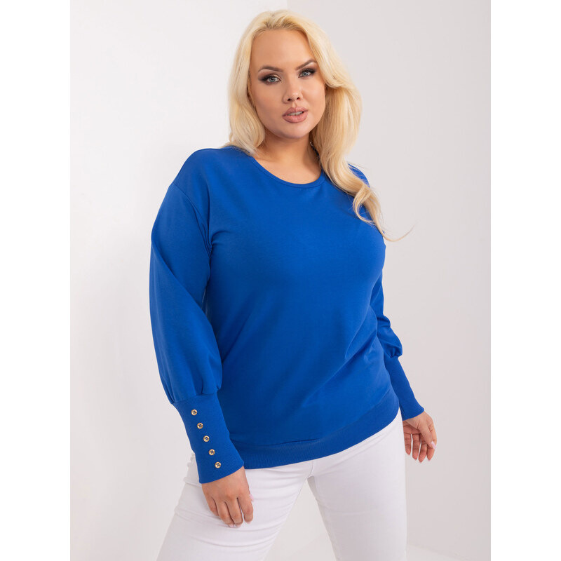 RELEVANCE Modrá mikina s naberanými rukávmi RV-BZ-9227.33X-kobalt 57954974