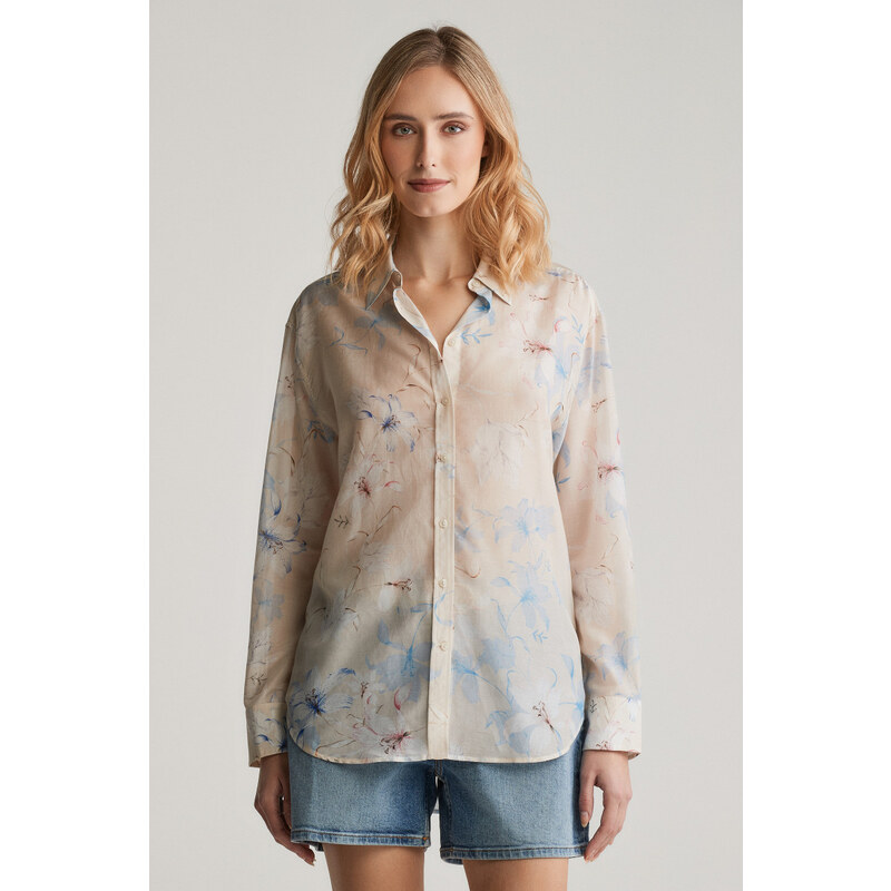KOŠEĽA GANT REL FLORAL PRINT COT SILK SHIRT PUTTY 62904075