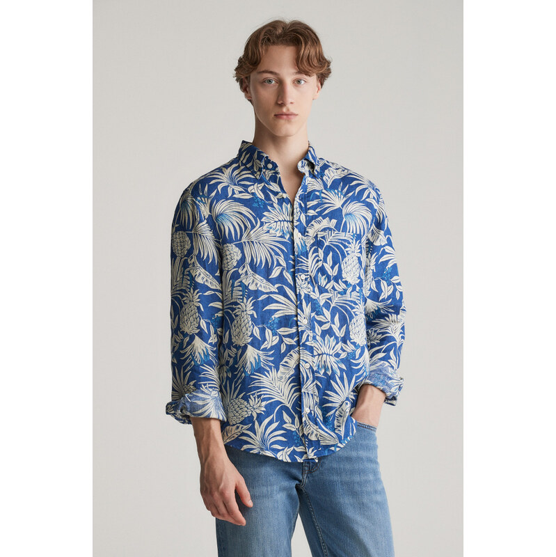 KOŠEĽA GANT REG BOTANICAL PRINT LINEN SHIRT RICH BLUE 62904071