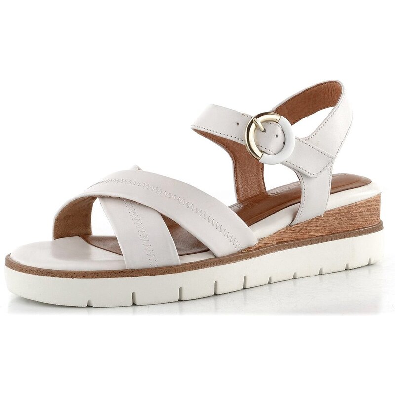 Tamaris sandále na kline White Leather 1-28202-42 62907282