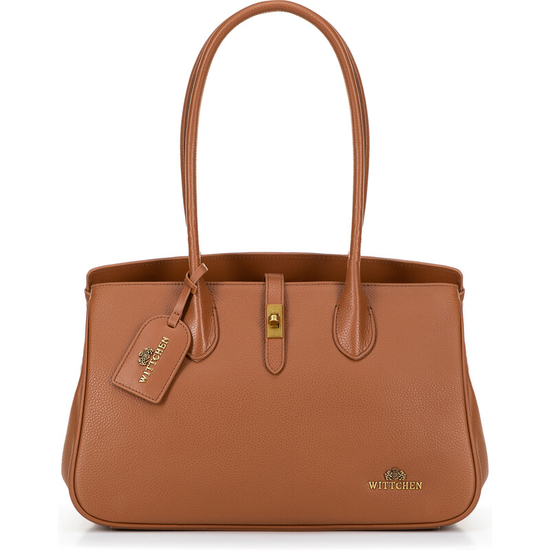 Wittchen Kožená shopperka s brmbolcom hnedá 100-4E-229-5 66066526