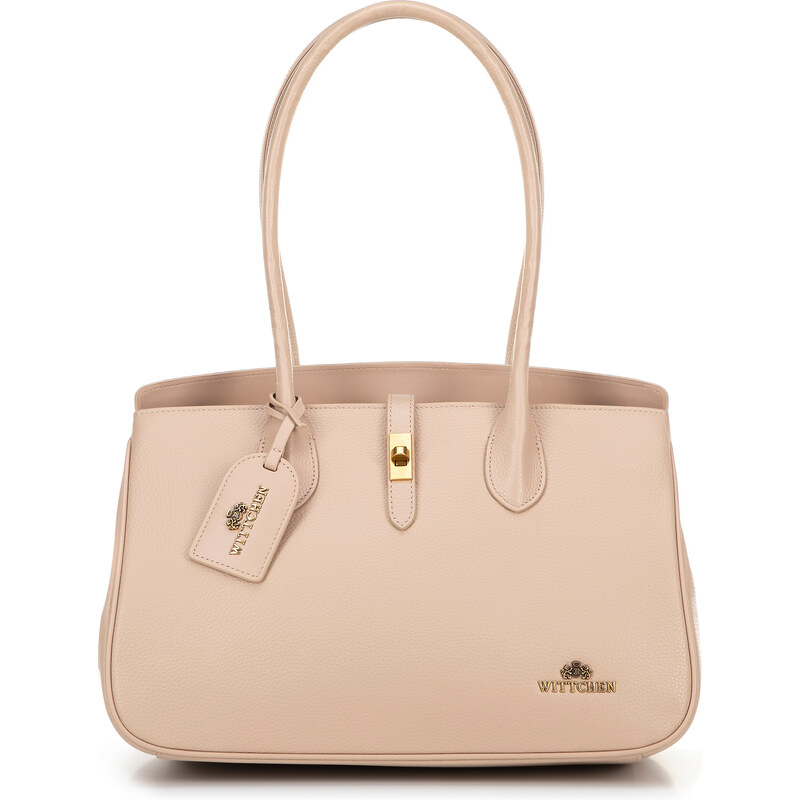 Wittchen Kožená shopperka s brmbolcom béžová 100-4E-229-9 66066527