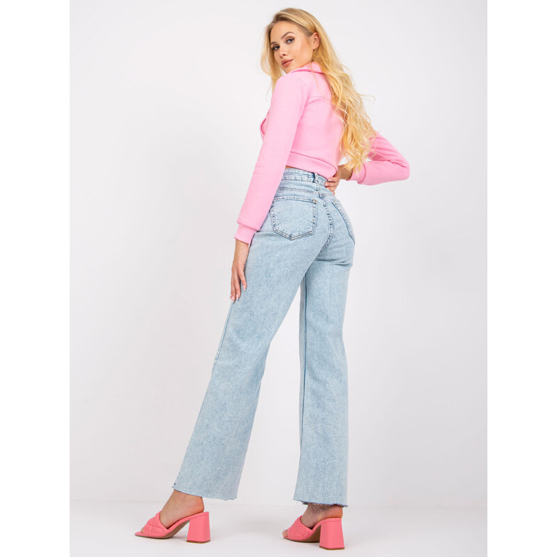 BASIC Svetlomodré dámske rovné džínsy s vysokým pásom MR-SP-358.58P 29808484