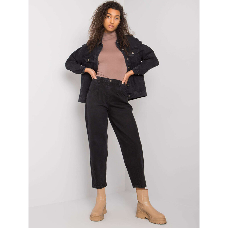 BASIC Čierne dámske voľné mom jeans MR-SP-5116-1.29-black 28831105