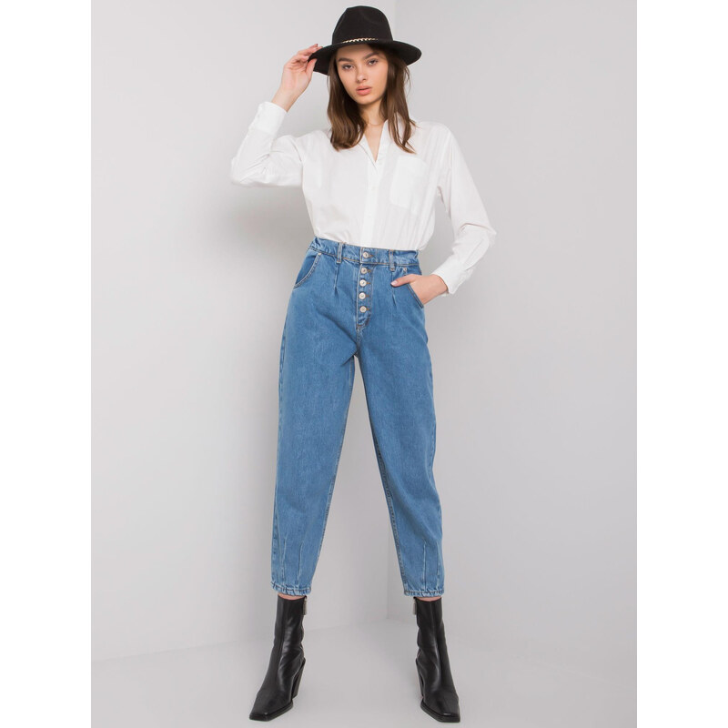 BASIC Modré dámske džínsy s gombíkmi MR-SP-5180.35-blue 28552745