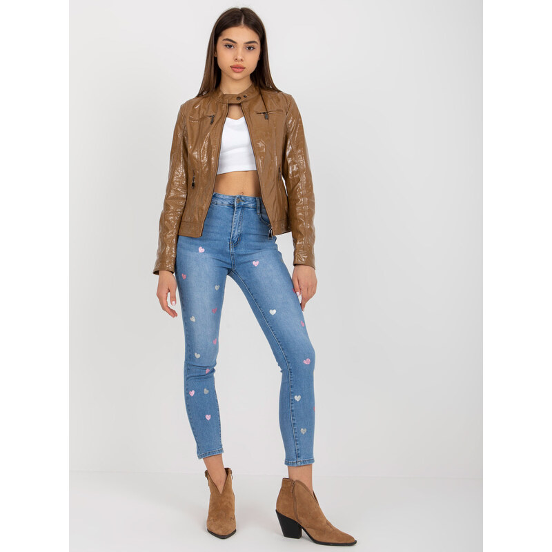 BASIC Hnedá lesklá koženková bunda NM-DE-KR-HX-3936.99P-camel 41422369