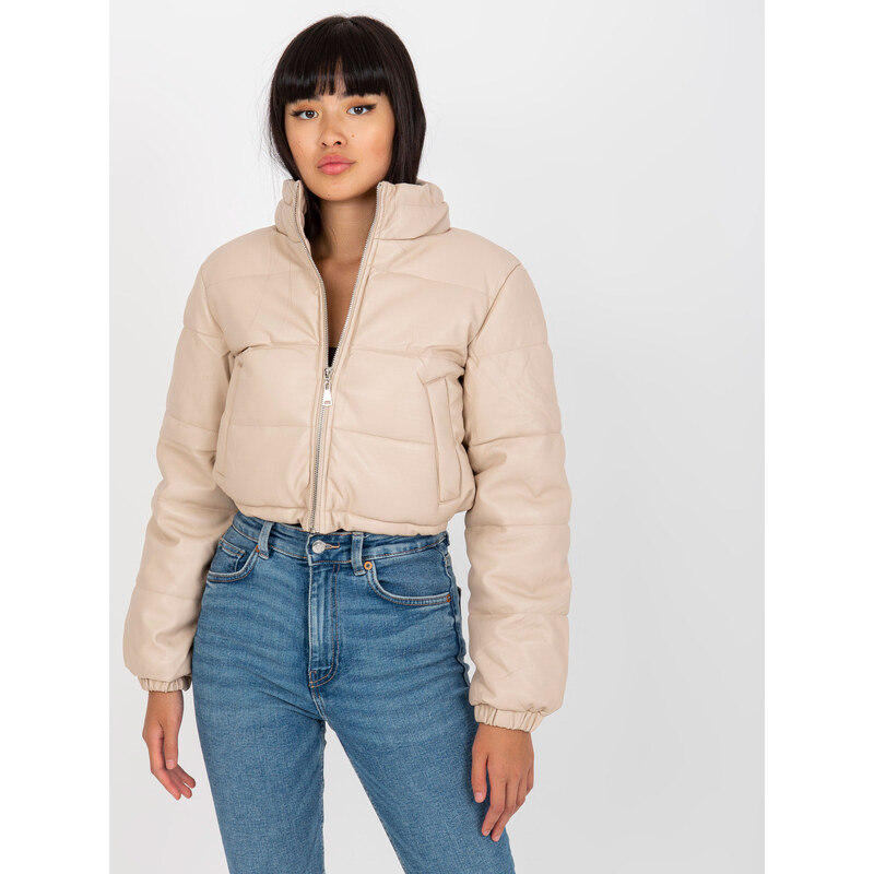 BASIC Svetlobéžová skrátená prešívaná crop bunda NM-KR-D2-3820-62.49P 34867728