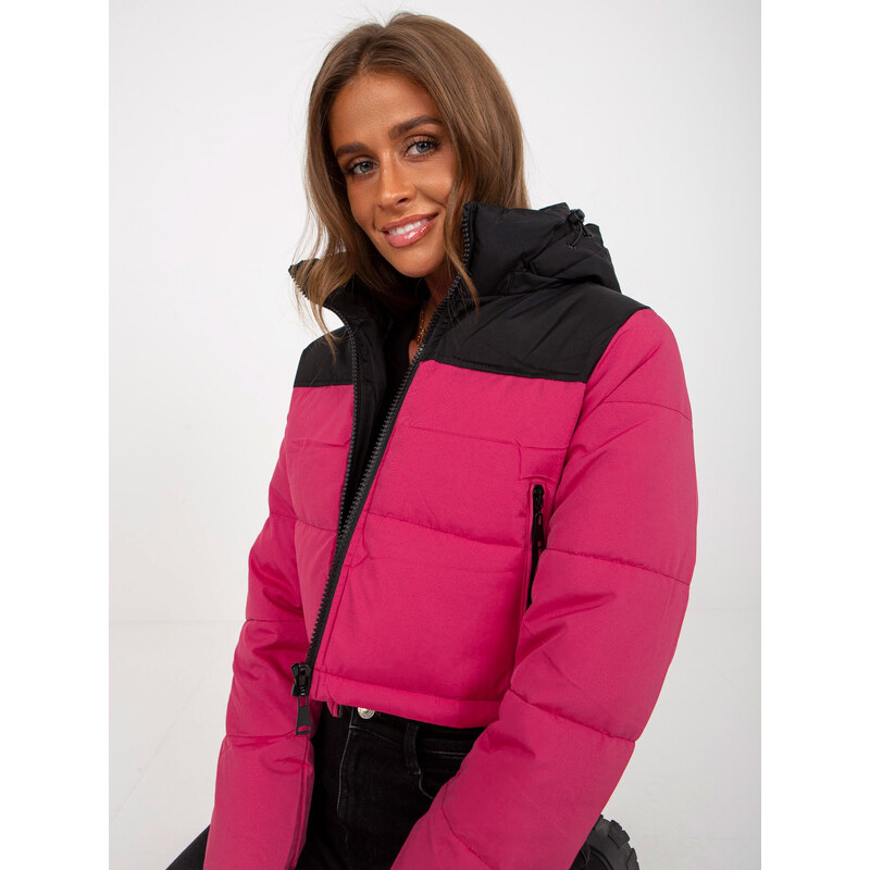 BASIC Čierno-ružová skrátená prešívaná crop bunda NM-KR-D2-3825.73P 34867732