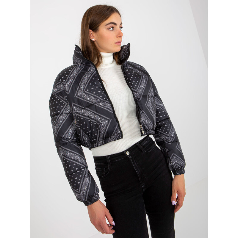 MINORITY Čierna vzorovaná prešívaná crop bunda -NM-KR-P22-6631.98P 66146734