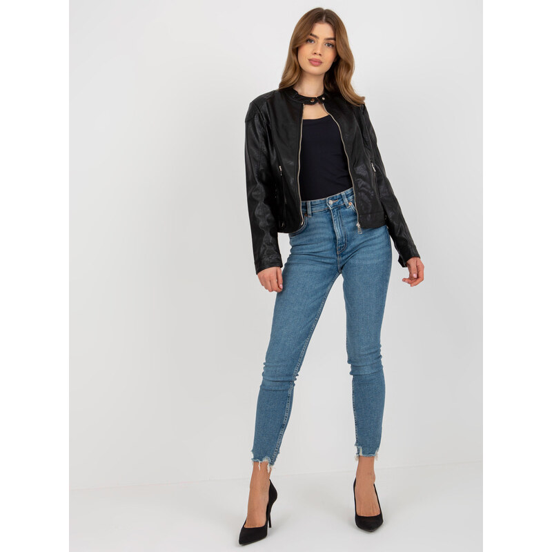 BASIC Čierna koženková bunda s vreckami -NM-KR-R23-2050.97P-black 38076053