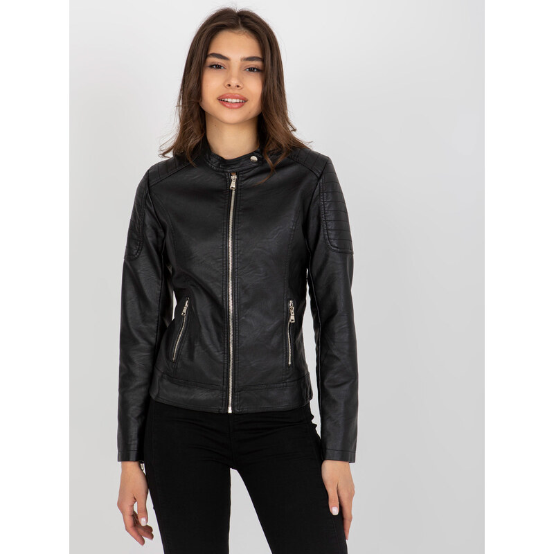 BASIC Čierna dámska koženková bunda NM-KR-F06.96P-black 41458378