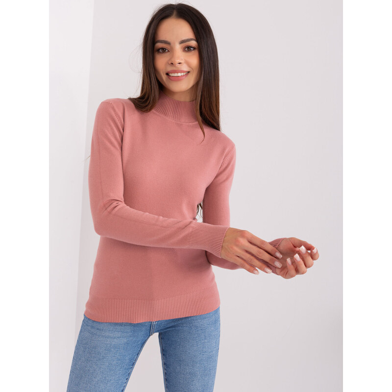 BASIC Ružový rolákový sveter PM-SW-PM-20.05-pink 45852759