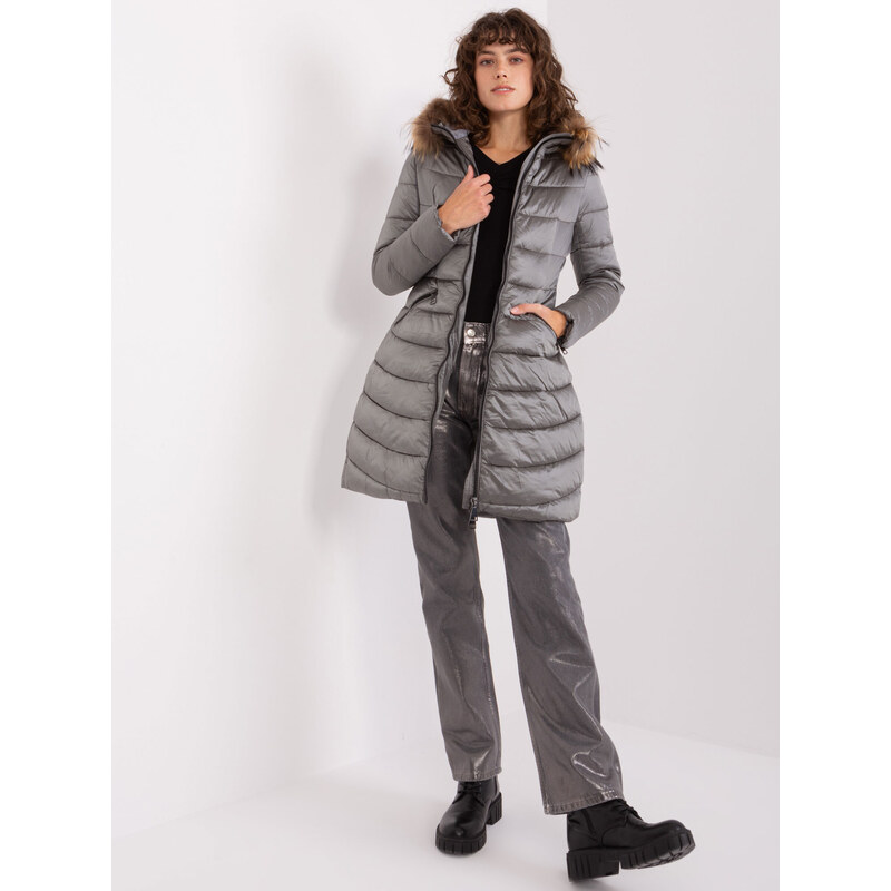 BASIC Tmavosivá zimná dlhšia prešívaná bunda NM-KR-TR8125.99P-dark 47338406