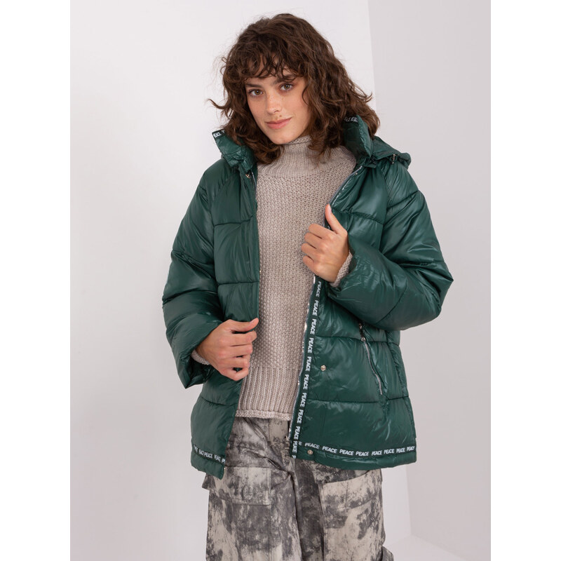 BASIC Tmavozelená prešívaná lesklá bunda -NM-KR-TR522.96P-dark green 47338403