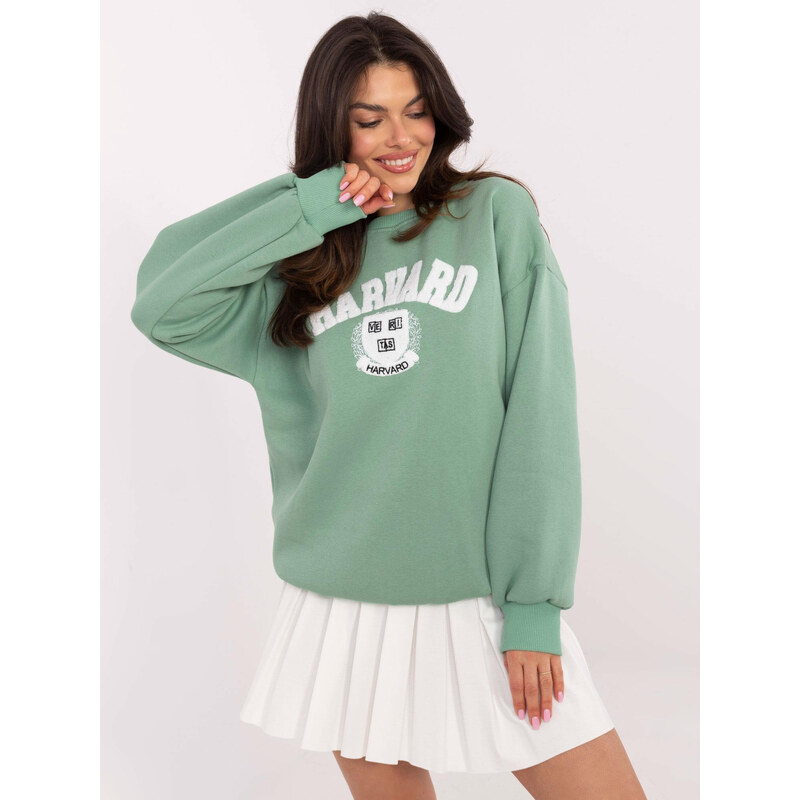 BASIC Pistáciová dámska zateplená mikina bez kapucne EM-BL-617-16.01X 61818575