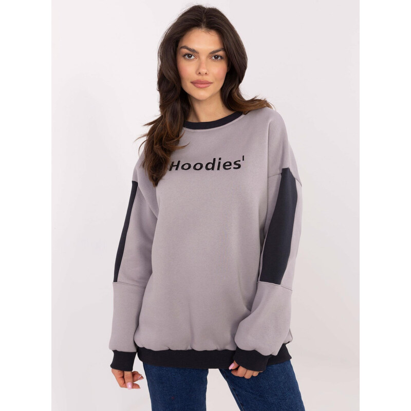 BASIC Svetlosivá dámska zateplená mikina s okrúhlym výstrihom EM-BL 61818583