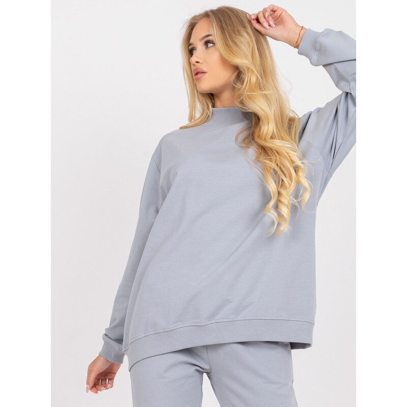 BASIC FEEL GOOD Sivá oversize mikina s rolákom -AP-BL-A-R001-grey 32574957