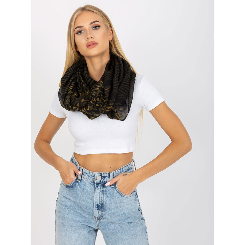 BASIC Šatka so vzormi - čierna/khaki AT-KM-S-6221 33971730