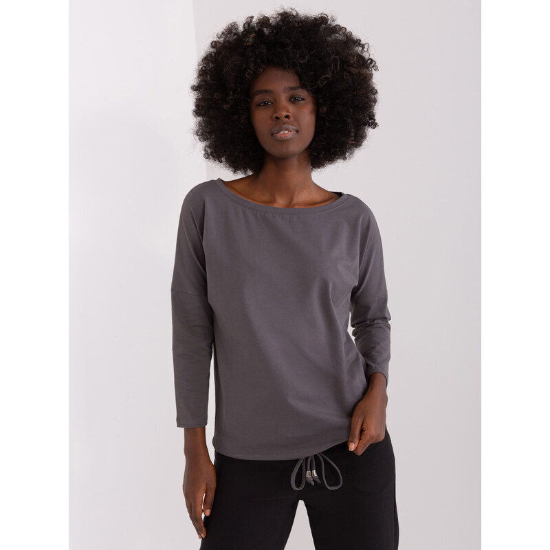 BASIC FEEL GOOD Tmavosivé tričko s 3/4 rukávom RV-BZ-4691.49-dark grey 47888112