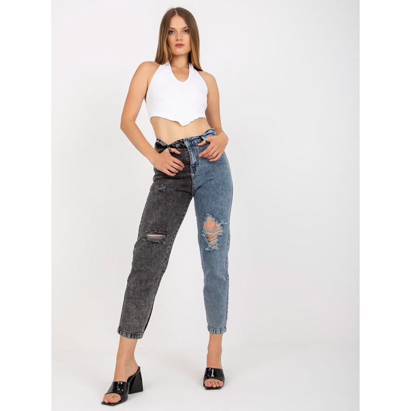 RUE PARIS Čierno-modré dámske džínsy s vysokým pásom RO-SP-PNT-01-1.70 57950566