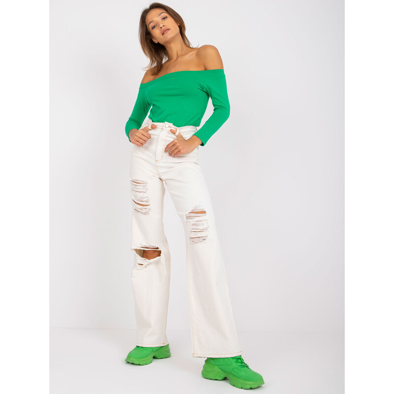 RUE PARIS Krémové džínsy Sylvie s dierami -RO-SP-PNT-N08.75P-creamy 57949872