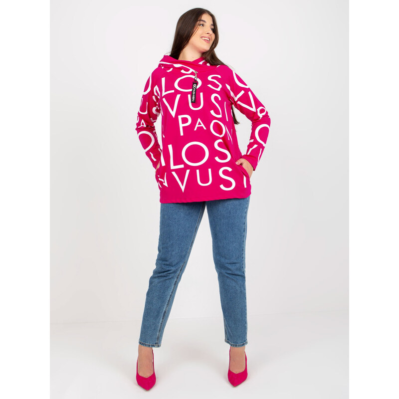 RELEVANCE Fuchsiová mikina s potlačou -RV-BL-5056-1.95-fuchsia 57950963