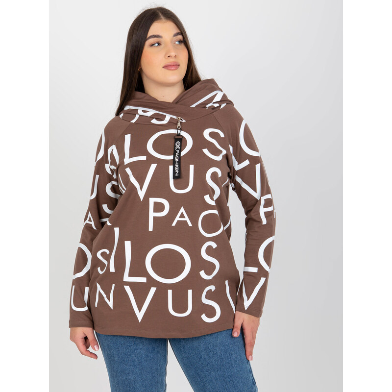 RELEVANCE Hnedá mikina s potlačou RV-BL-5056-1.95-brown 57950981