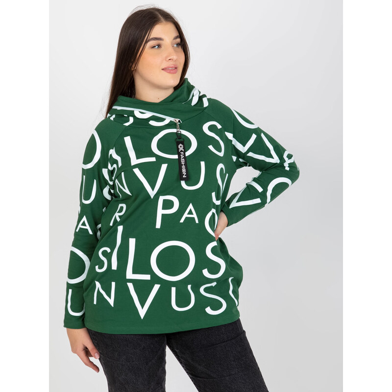 RELEVANCE Tmavozelená mikina s potlačou -RV-BL-5056-1.95-dark green 57950979