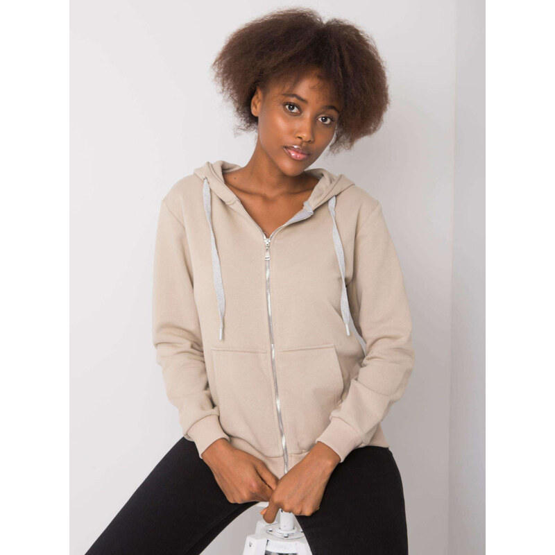 BASIC Béžová dámska mikina na zips s kapucňou -RV-BL-5769.99P-beige 25577519