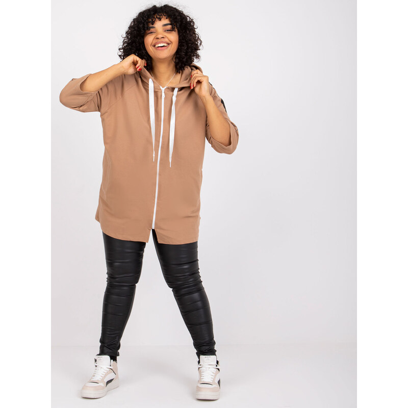 RELEVANCE Karamelová mikina Miley na zips s nápisom na rukáve -RV-BL 57949614