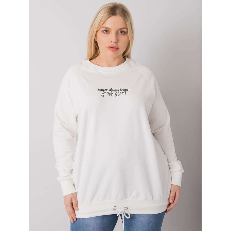 RELEVANCE Smotanové dámske tričko so stiahnutím a s nápisom RV-BL-7162 57948493