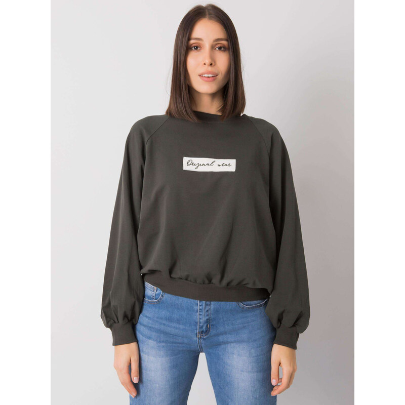 RELEVANCE Khaki voľná mikina Hariette s nápisom Original wear RV-BL 57948808
