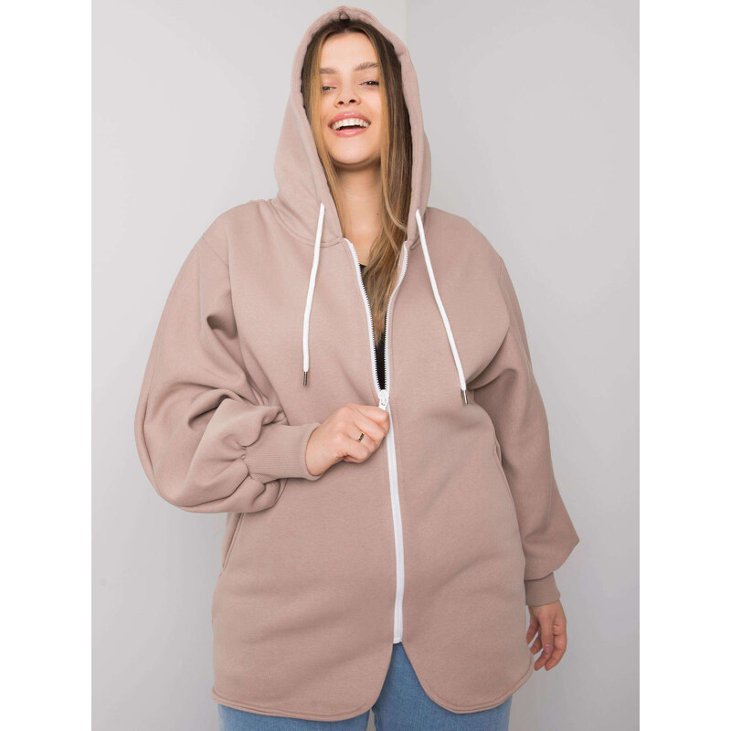 RELEVANCE Béžová dámska mikina na zips s kapucňou RV-BL-7282.22P-beige 57949112