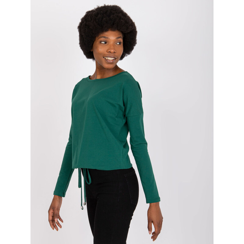 BASIC Dámske zelené tričko na zaviazanie v páse RV-BZ-5122.05P-dark 18837020