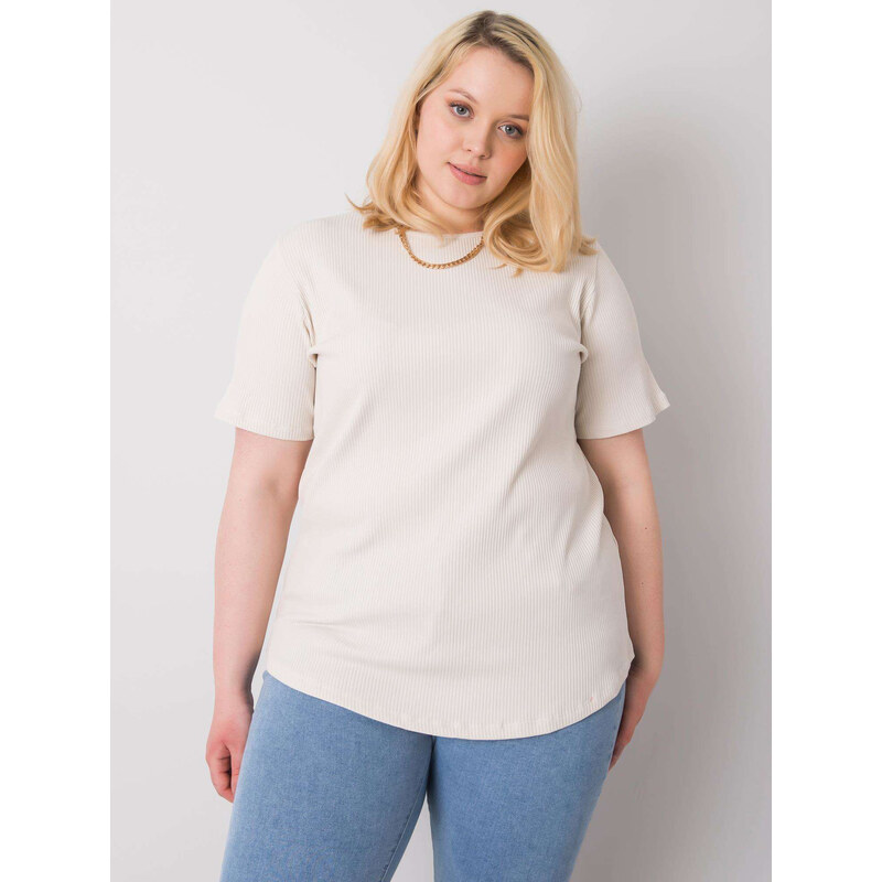 BASIC Krémové dámske tričko s krátkym rukávom RV-BZ-6323.92-beige 23074558