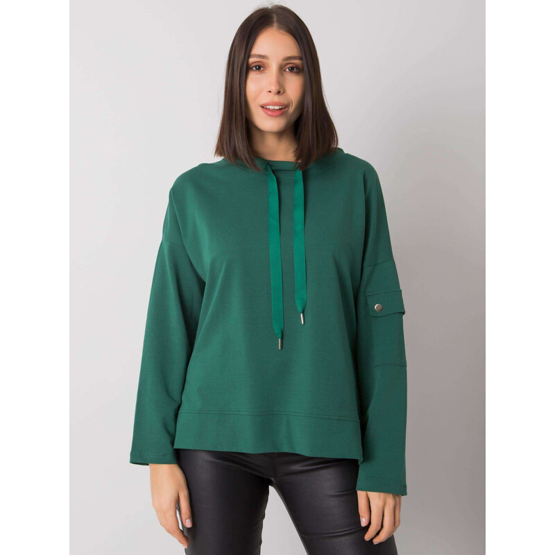 RELEVANCE Tmavo zelená dámska mikina bez kapucne RV-BZ-7228.64-dark 57948718