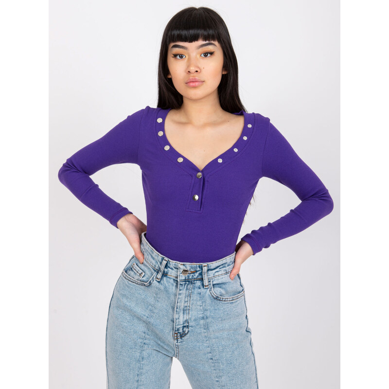 RUE PARIS Fialové tričko Tracy s ozdobným výstrihom RV-BZ-7439.18 57949290