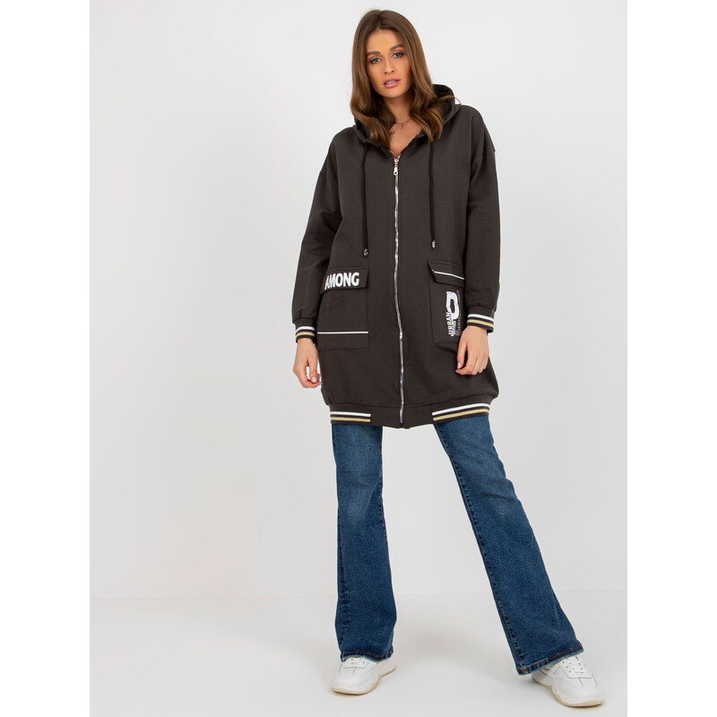 RELEVANCE Khaki oversize mikina s vreckami RV-BL-8149.91P-dark khaki 57951382