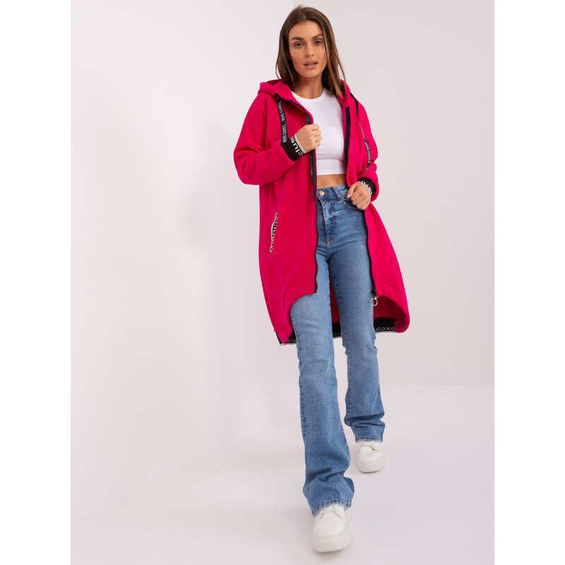 RELEVANCE Tmavoružová dlhá mikina s kapucňou na zips RV-BL-6832-2.00P 57952877