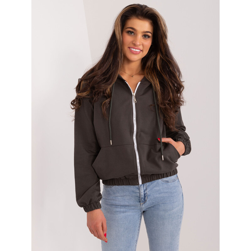 RELEVANCE Tmavá khaki mikina na zips -RV-BL-8855.20-dark khaki 57954688