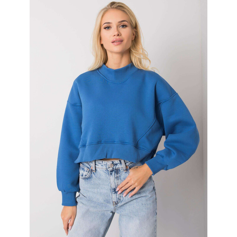 BASIC FEEL GOOD Tmavo modrá dámska crop mikina RV-BL-6992.69-dark blue 27628336