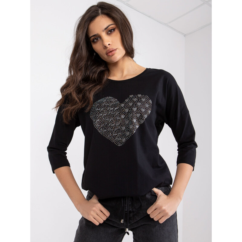 RELEVANCE Čierne tričko Bindy s aplikáciou srdca -RV-BZ-0229.13P-black 57949495