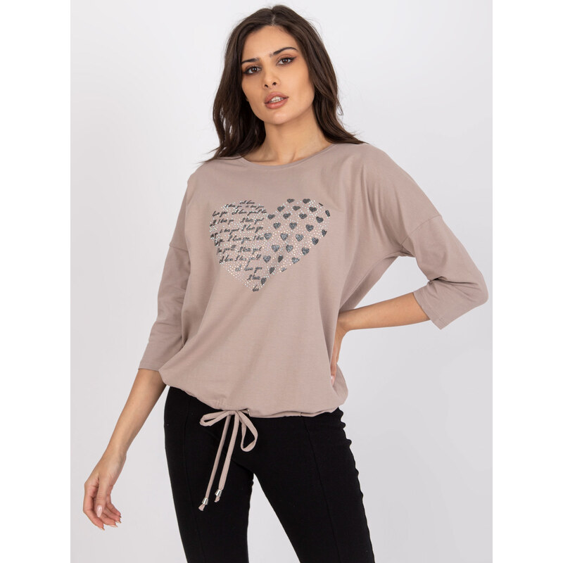 RELEVANCE Béžové tričko Bindy s aplikáciou srdca -RV-BZ-0229.13P-beige 57949494