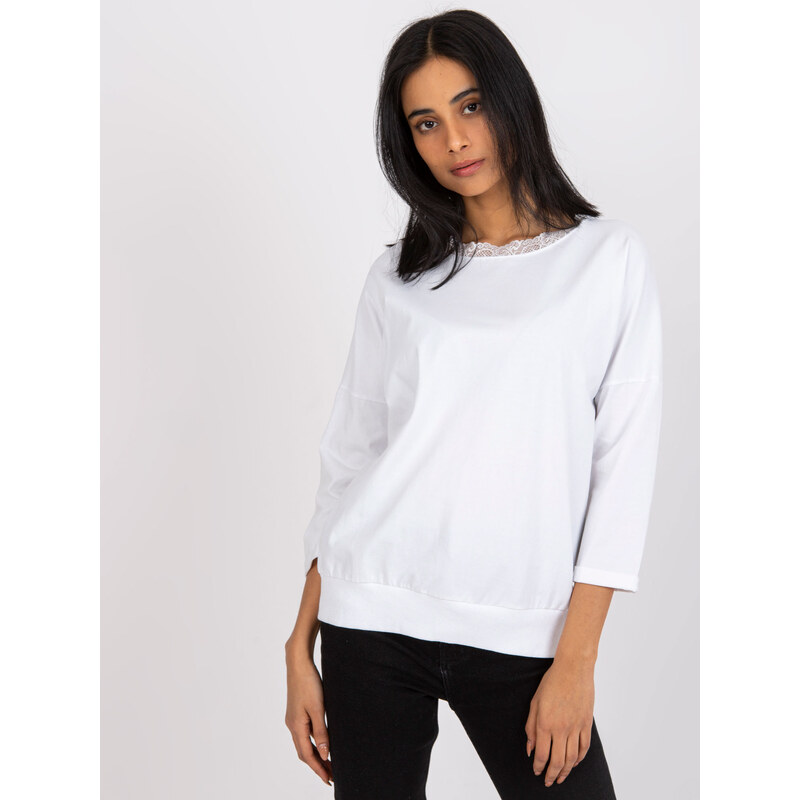 RUE PARIS Biele voľné tričko s viazaním na chrbte RV-BZ-7550.58-white 57949513