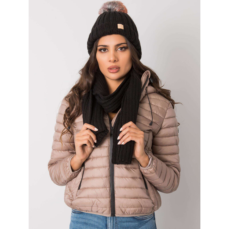 RUE PARIS Čierny komplet čiapky a šálu Rubby -JK-KMPL-7-1.40X-black 57950709