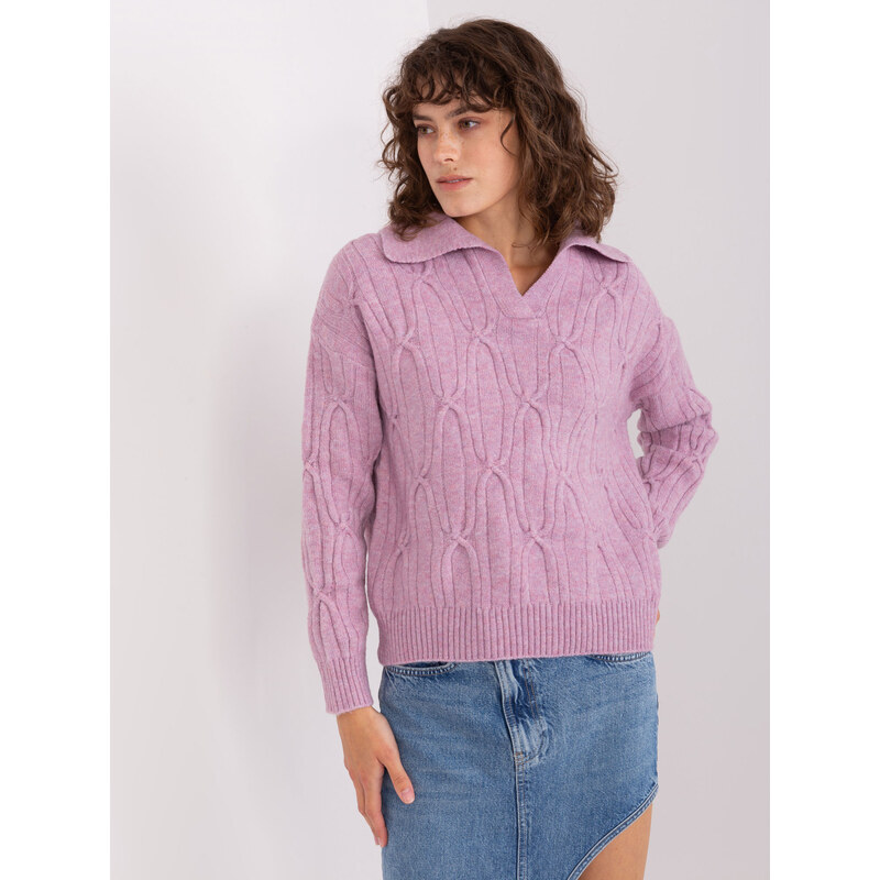 ITALY MODA Svetlofialový sveter s golierom AT-SW-2349-2.96-light 57953718